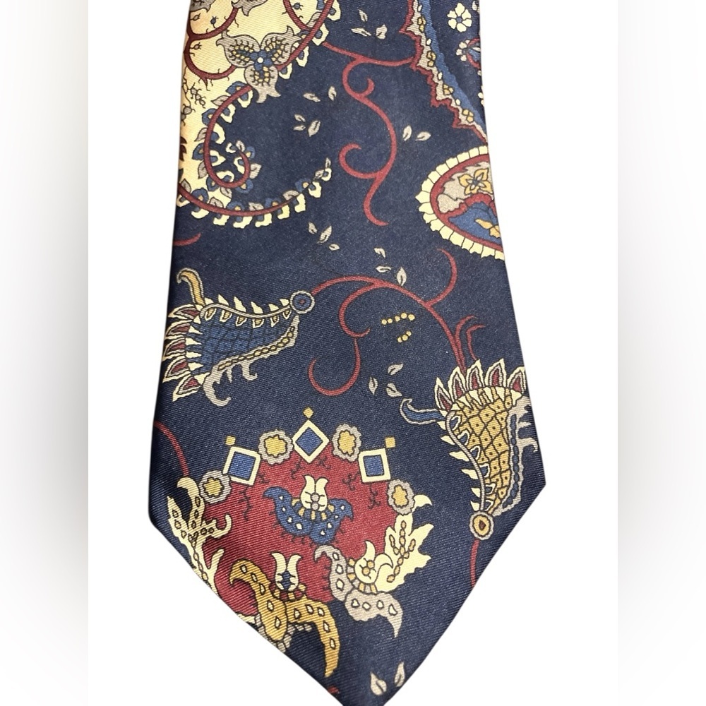 Sheaf & Caber 100% Silk Navy and Burgundy Paisley Necktie